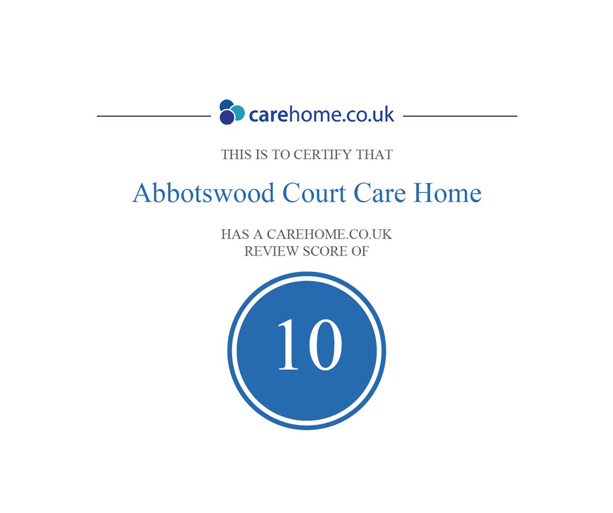 Abbotswood Court Scores 10/10 on Carehome.co.uk