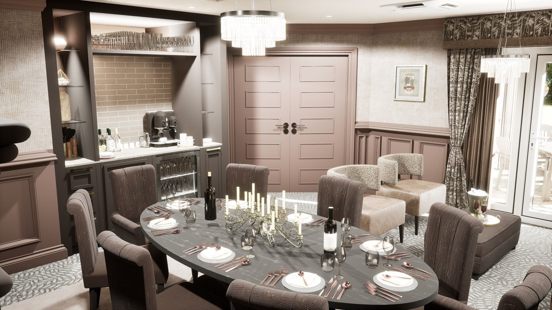 Private dining room at Thurnby Fields care home Leicester