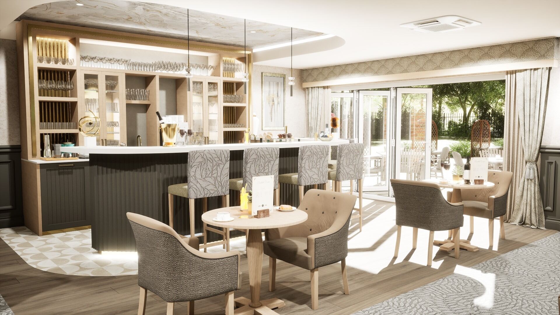 Cafe bar at Thurnby Fields care home Leicester